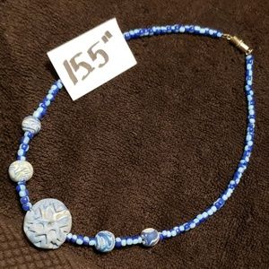 Handmade Blue Focal and mixed blues Seed Bead